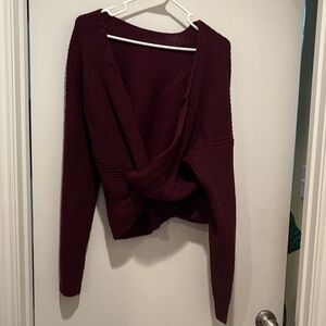 Fashion Nova Burgundy Off-the-Shoulder Sweater
